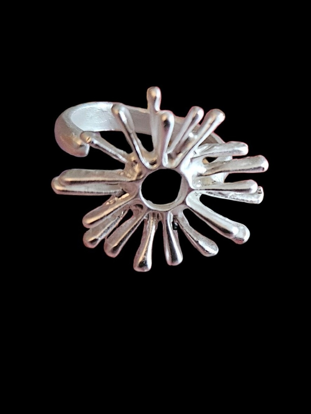 Silver Sunburst Statement Ring - Silver